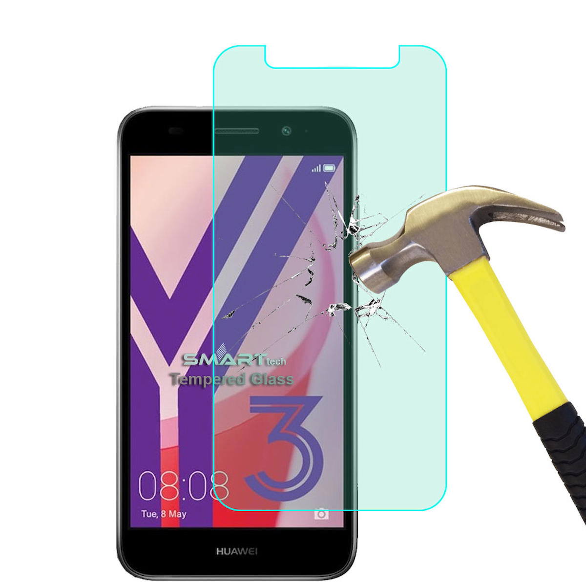 Smart Tech Huawei Y3 2018 Kırılmaz Temperli Cam Parlak Ekran Koruyucu