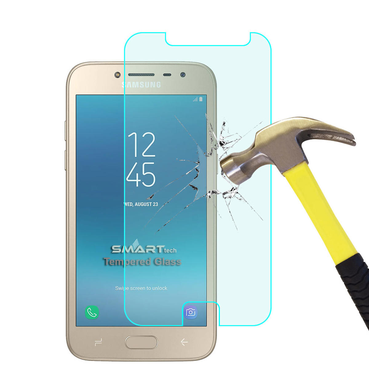Smart Tech Samsung Galaxy Grand Prime Pro Kırılmaz Temperli Cam Parlak Ekran Koruyucu