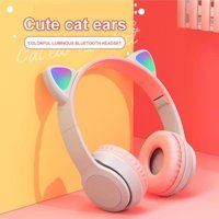 Gunkes P47M Sevimli Renkli Kedi Kulak Üstü Bluetooth Kulaklık Beyaz