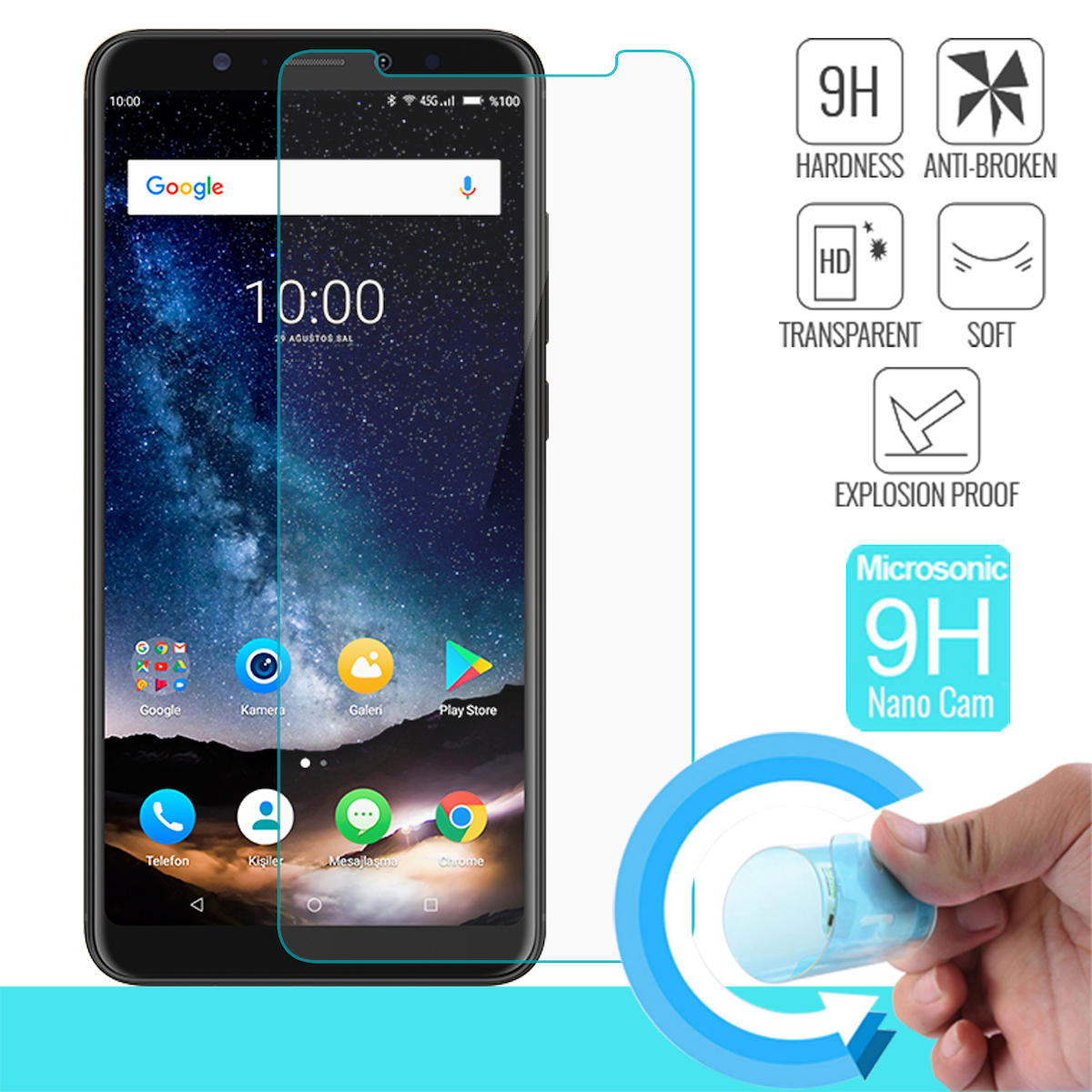 Microsonic Casper Via G1 Plus Kırılmaz Temperli Cam Parlak Ekran Koruyucu
