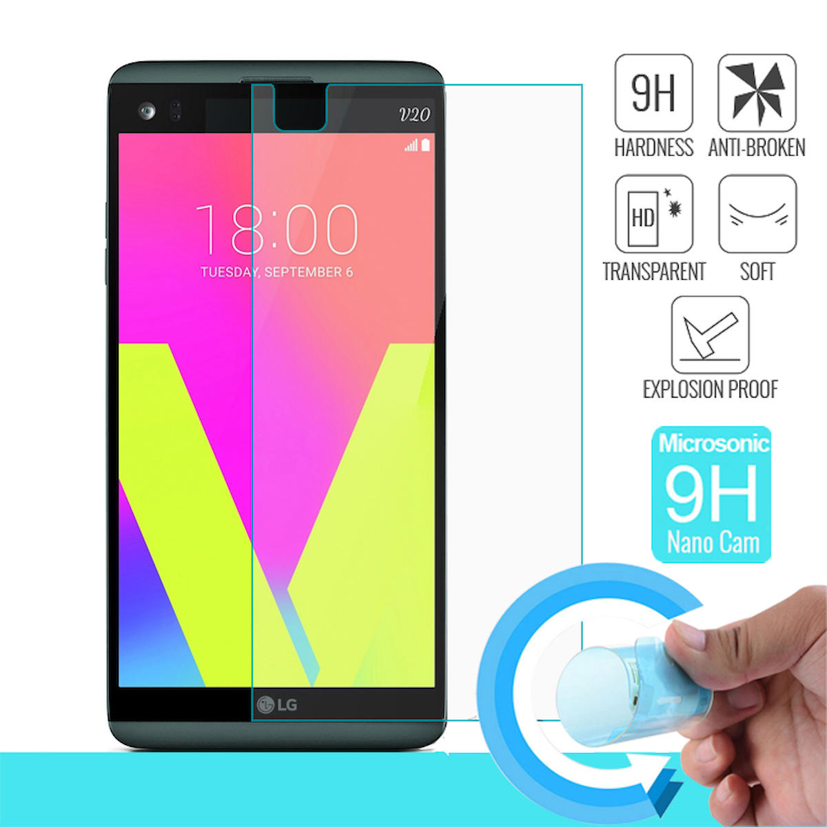 Microsonic LG V20 Kırılmaz Temperli Cam Parlak Ekran Koruyucu