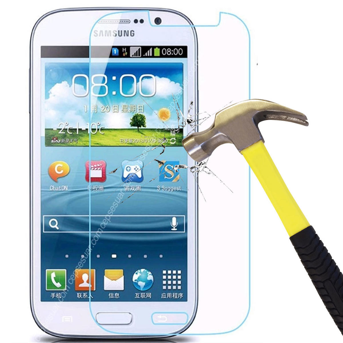 Smart Tech Samsung Galaxy Grand Neo Kırılmaz Temperli Cam Parlak Ekran Koruyucu