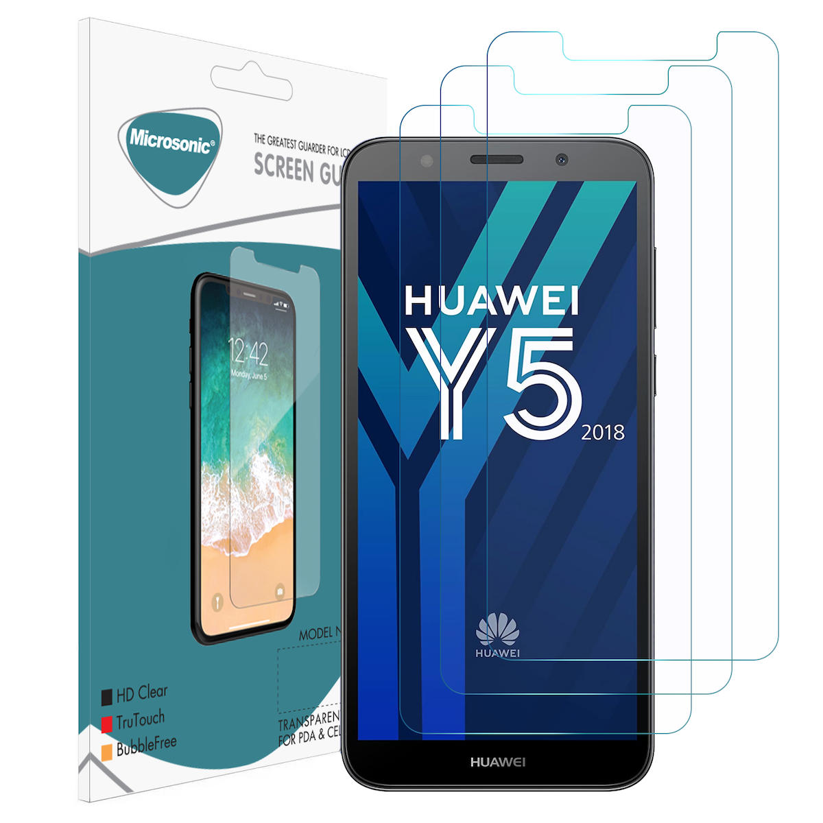 Microsonic Huawei Y5 2018 Temperli Cam Parlak Ekran Koruyucu