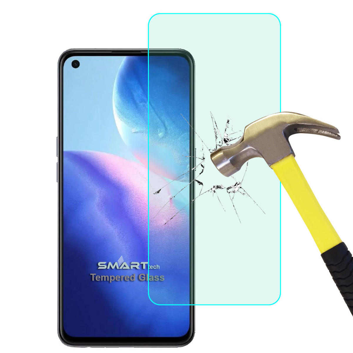 Smart Tech Oppo Reno 5 Kırılmaz Temperli Cam Parlak Ekran Koruyucu
