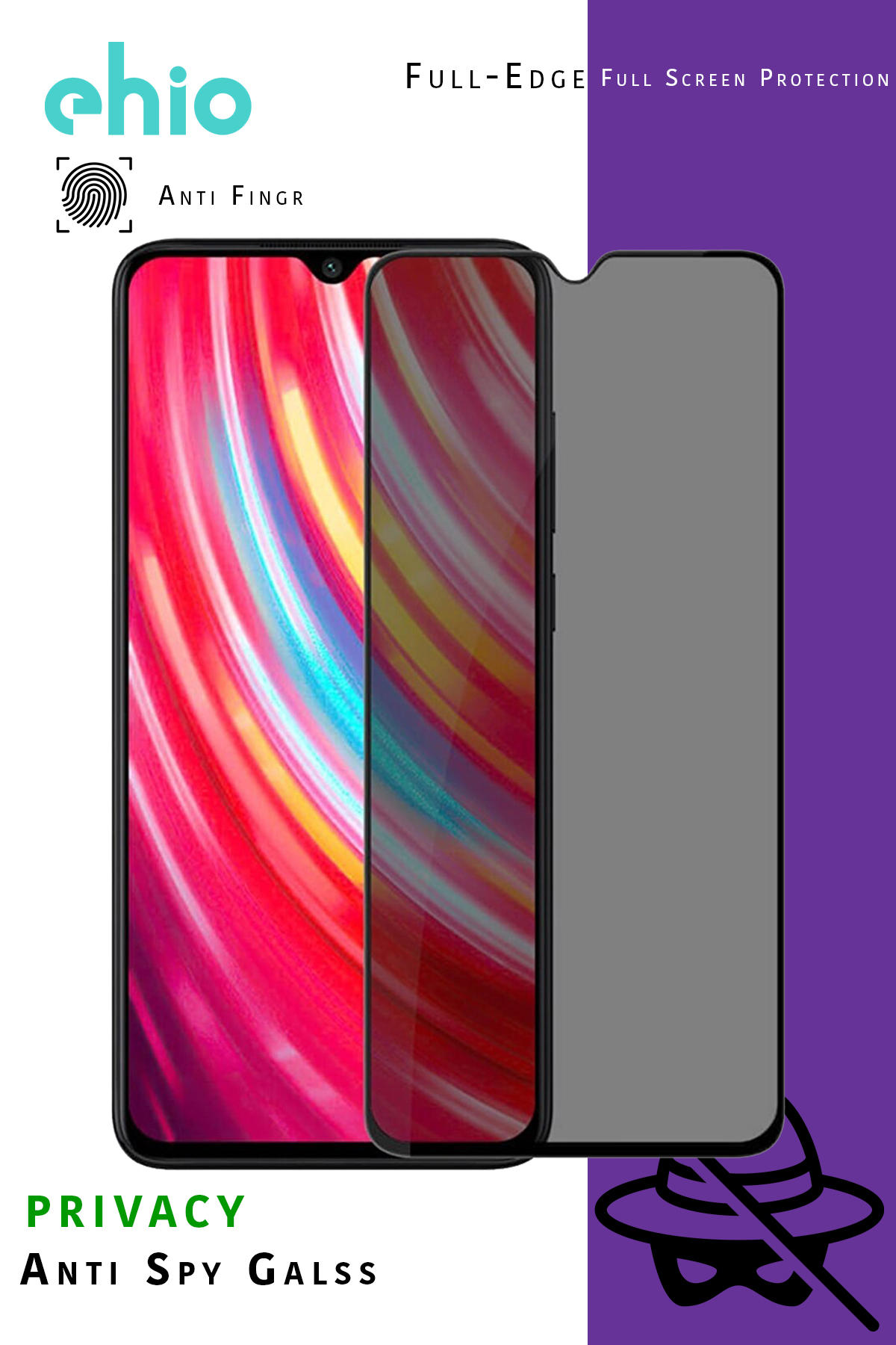 Jopus Xiaomi Redmi Note 8 Temperli Cam Gizli Hayalet Ekran Koruyucu