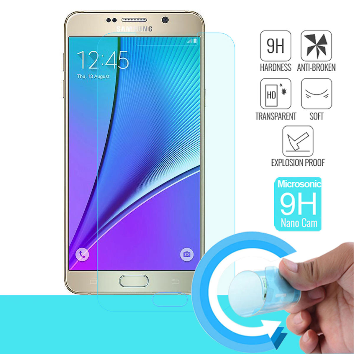 Microsonic Samsung Galaxy Note 5 Kırılmaz Temperli Cam Parlak Ekran Koruyucu