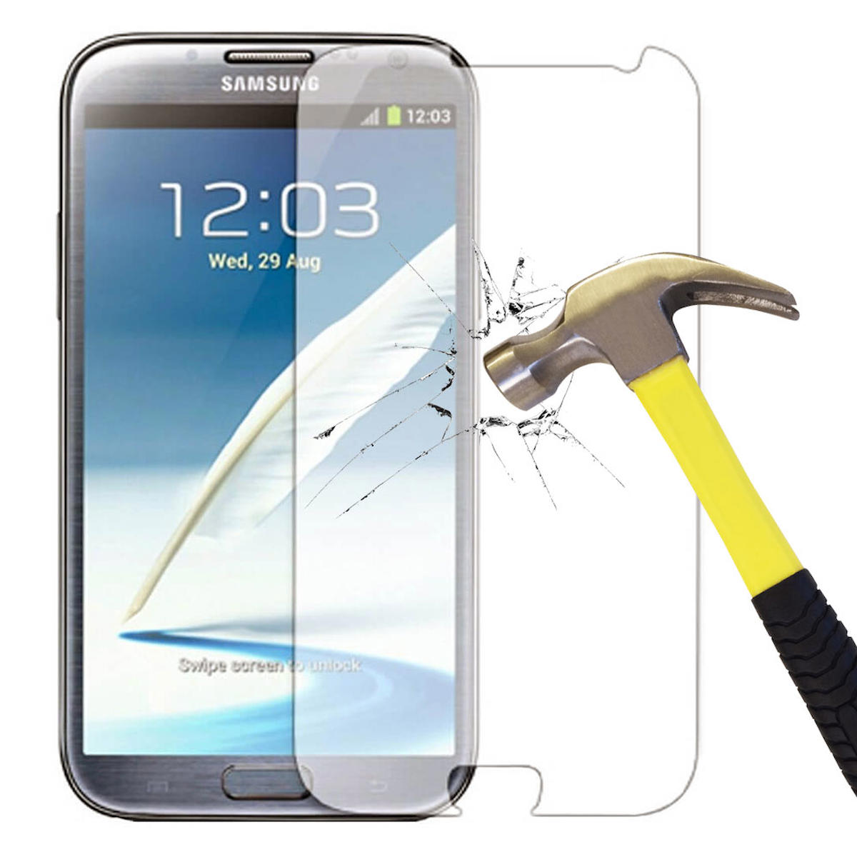 Smart Tech Samsung Galaxy Note 2 Kırılmaz Temperli Cam Parlak Ekran Koruyucu