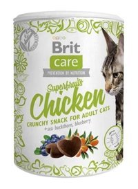 Brit Care Snack Superfruits Tavuklu-Yaban Mersinli Yetişkin Kedi Ödül Maması 100 gr