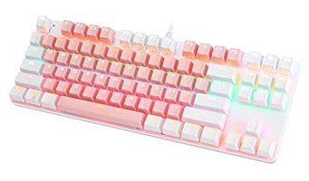 FKZ Bajeal Q RGB 87 Tuşlu Kablolu Beyaz-Pembe Mekanik Klavye