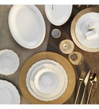 Porland Frilly 56 Parça Yemek Takımı Gold