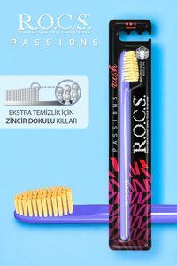 Rocs Passıons Rush Medium Diş Fırçası Lacivert Sarı