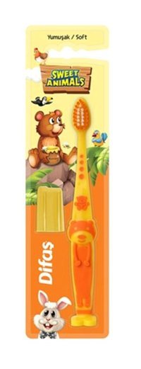 Difaş Sweet Animals Yumuşak U Manuel Çocuk Diş Fırçası Turuncu