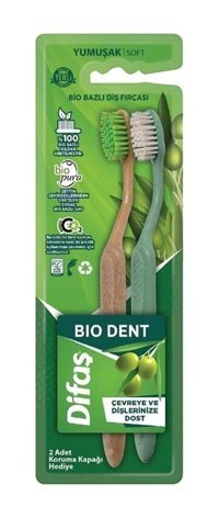 Difaş Bio Dent Yumuşak Diş Fırçası Kahverengi Yeşil 2'li