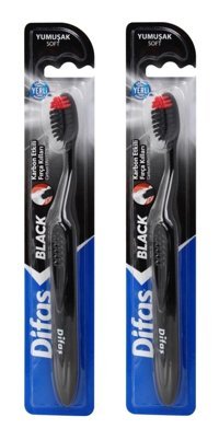 Difaş Black Karbon Etkili Yumuşak Diş Fırçası Siyah 2’li