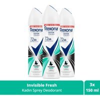 Rexona Invisible Fresh Deep Pudrasız Ter Önleyici Antiperspirant Sprey Kadın Deodorant 3x150 ml