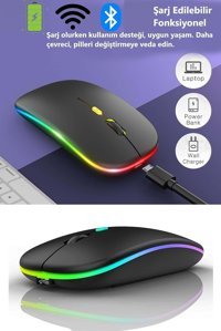 Havana RGB Sessiz Ergonomik Yatay Kablosuz Siyah Mouse