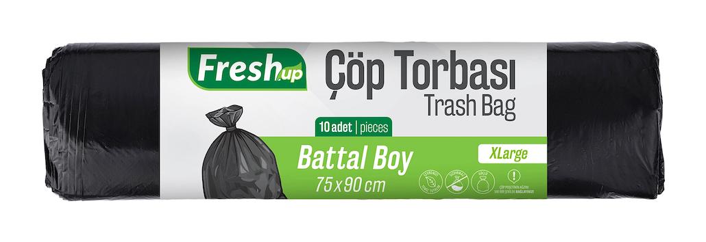 Fresh-up Çöp Torbası Battal Boy 140g Siyah 75x90cm 10 Adet
