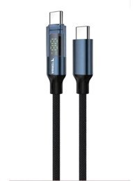 Pmr Huawei Mate 20 ile Uyumlu 60W Type C Kablo LED Göstergeli Alüminyum Uçlu Naylon Örgü - Siyah