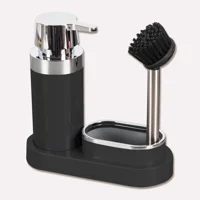 Primanova Polen Plastik Pompalı Tezgah Üstü Siyah Fırçalı Sabunluk