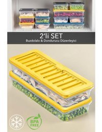 Meleni Home 2'li Buzdolabı Organizer Mikrodalga ve Difrize Uygun Saklama Kabı Sarı 2 x 1170 ml