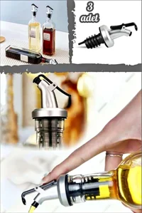 Tilbe Home Yağdanlık Şişe Ucu 3 Adet Yağlık Sirkelik Sosluk Cam Yağdanlık Şişe Başlığı Tapa Damlatmaz Şişe Ucu