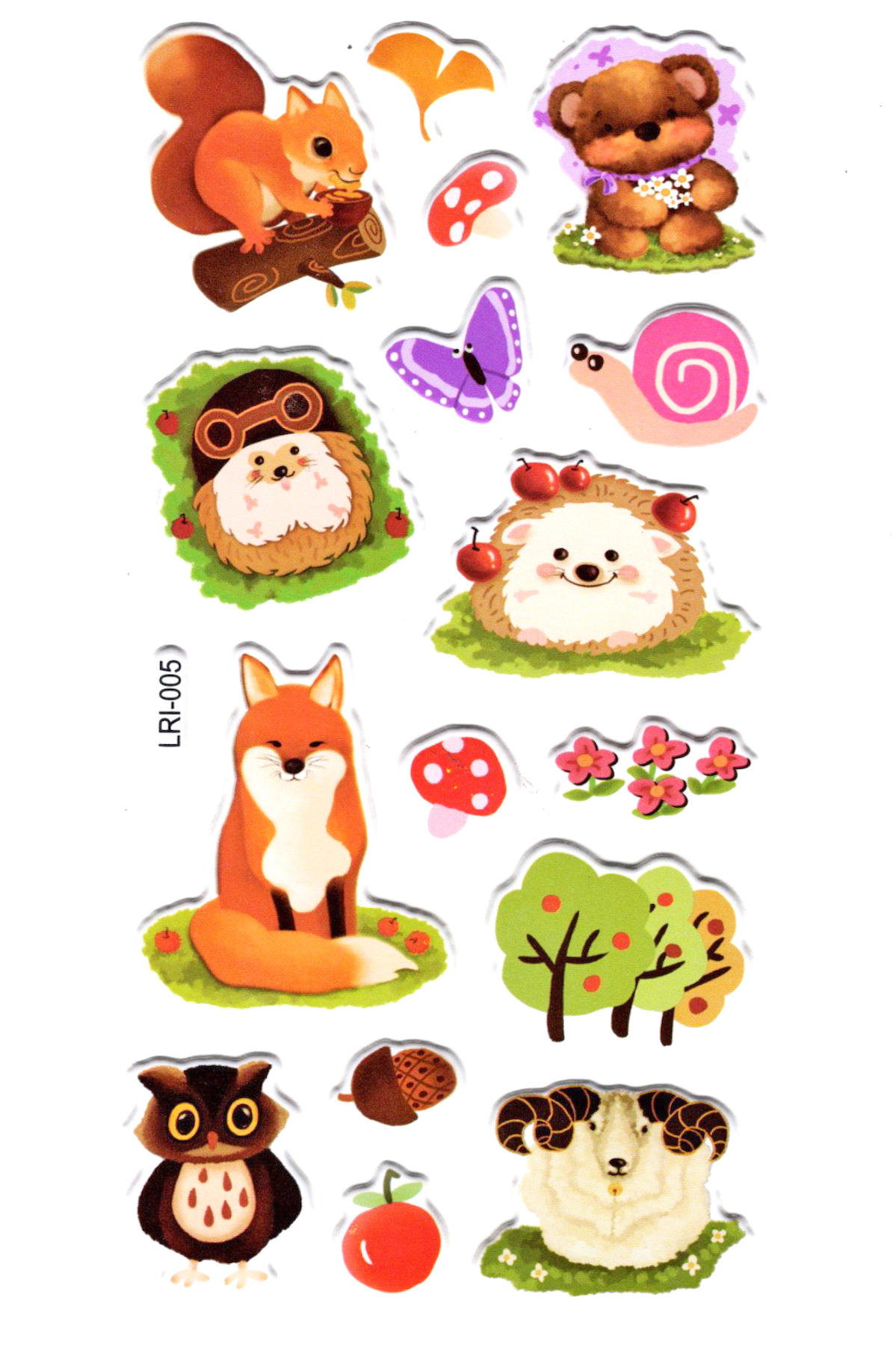 Sticker Kabartmalı Stiker Defter Planlayıcı Etiket (Lrı005)-17x9 cm- Minik Hayvanlar