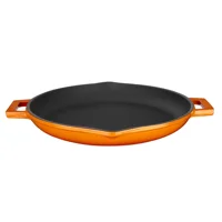 Lava Döküm Yuvarlak Kızartma Tavası Döküm Demir Yekpare Çift Kulplu Çap(Ø)30Cm. Turuncu