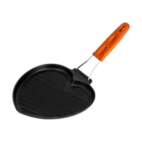 Lava Döküm Sığ Izgara Tavası Love Serisi Silikon Tel Saplı Ölçü 22X23cm. Turuncu