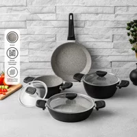 Emsan Biogranit Black 7 Parça Tencere ve Tava Seti