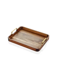 The Mia Natura Metal Kollu Akasya Tepsi 38X28 Cm