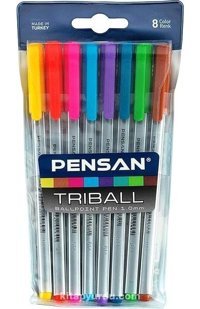 CetKing Triball Tükenmez Kalem Renkli 8'li Set Tek Ebat No Color