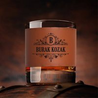 Hediyemen Dosta Hediyelik Taba Deri Kaplama Viski Bardağı