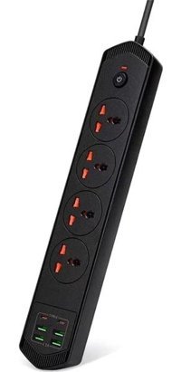 Mesro 4+4 USB + 2 Type-C 10 Girişli Akım Korumalı Anahtarlı Uzatma Grup Priz 3000W Çoklu Priz 2 M Kablo - Siyah