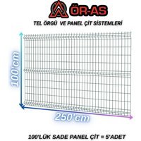 Ör - As Tel Örgü & Panel Çit Sistemleri Bahçe Teli Panel Çit 100 cm x 250 cm = 5-Adet - 5 adet - Yeşil