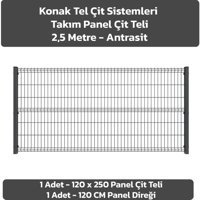 KONAK TEL ÇİT SİSTEMLERİ PANEL ÇİT TAKIM (1 ADET PANEL ÇİT TELİ 120X250 CM + 1 ADET PANEL ÇİT DİREĞİ 120 CM) - Antrasit