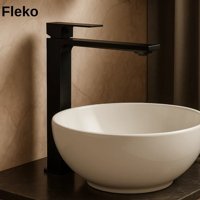 Faumix Fleko Siyah Kare Çanak Lavabo Bataryası (Levi)