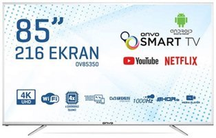 Onvo OV85350 85 inç 4K Ultra HD 216 Ekran Çerçevesiz Flat Uydu Alıcılı Smart Led Android Televizyon