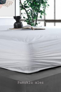 Limon Soft Pamuklu Fitted Full Kenar Su Sıvı Geçirmez Yatak Koruyucu Alez Çarşaf Beyaz 150 x 200 Beden