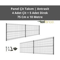 Telfence Panel Çit Takımı ( 4 Çit + 5 Direk ) Avantaj Paketi Bahçe Çiti - 10 Metre - 74 x 1000 Cm - Antrasit