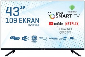 Onvo OV43F250 43 inç FULL HD 108 Ekran Flat Uydu Alıcılı Smart Led Android Televizyon