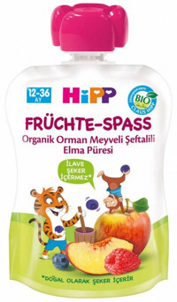 HiPP Orman Meyveli Şeftalili Elma Laktozsuz Tahılsız Organik Meyveli Kavanoz Maması 90 gr