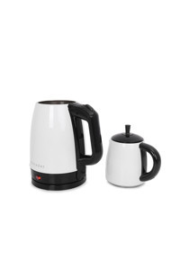 Schrader SCH-5832 Porselen Demlikli 1600 W Çelik Gövdeli Beyaz Retro Çay Makinesi