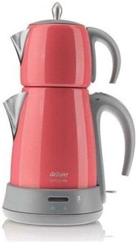Arzum AR3019 Çelik Demlikli 1650 W Çelik Gövdeli Pembe Retro Çay Makinesi
