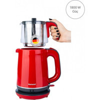 Homend Royaltea 1731H Cam Demlikli 1800 W Plastik Gövdeli Kırmızı Vintage Çay Makinesi