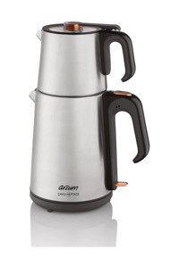 Arzum AR3023-INX Çelik Demlikli 1650 W Çelik Gövdeli İnox Retro Çay Makinesi