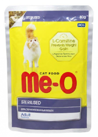 Me-O Kısırlaştırılmış Tavuklu Yetişkin Yaş Kedi Maması 80 gr