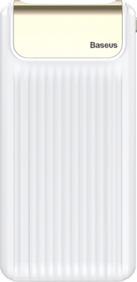 Baseus Thin 10000 mAh Hızlı Şarj Dijital Göstergeli USB & Type C Kablolu Powerbank Beyaz