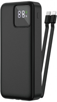 Wiwu JC-22 20000 mAh Hızlı Şarj Dijital Göstergeli USB & Type C Çoklu Kablolu Powerbank Siyah