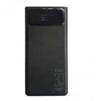Powerway TX30 30000 mAh Hızlı Şarj Işıklı Dijital Göstergeli Lightning Çoklu Kablolu Powerbank Siyah
