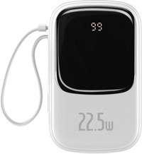 Baseus Q Pow 20000 mAh Hızlı Şarj Dijital Göstergeli Lightning Çoklu Kablolu Powerbank Beyaz